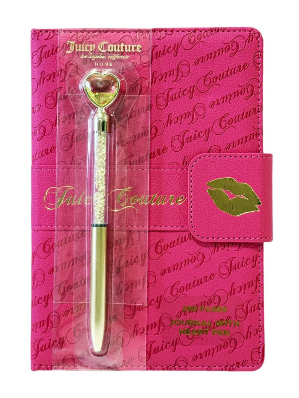 Juicy Couture Hot Pink Kiss Journal with Snap Closure & Heart Pen